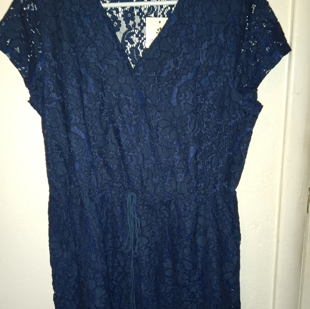 Navy blue lace romper